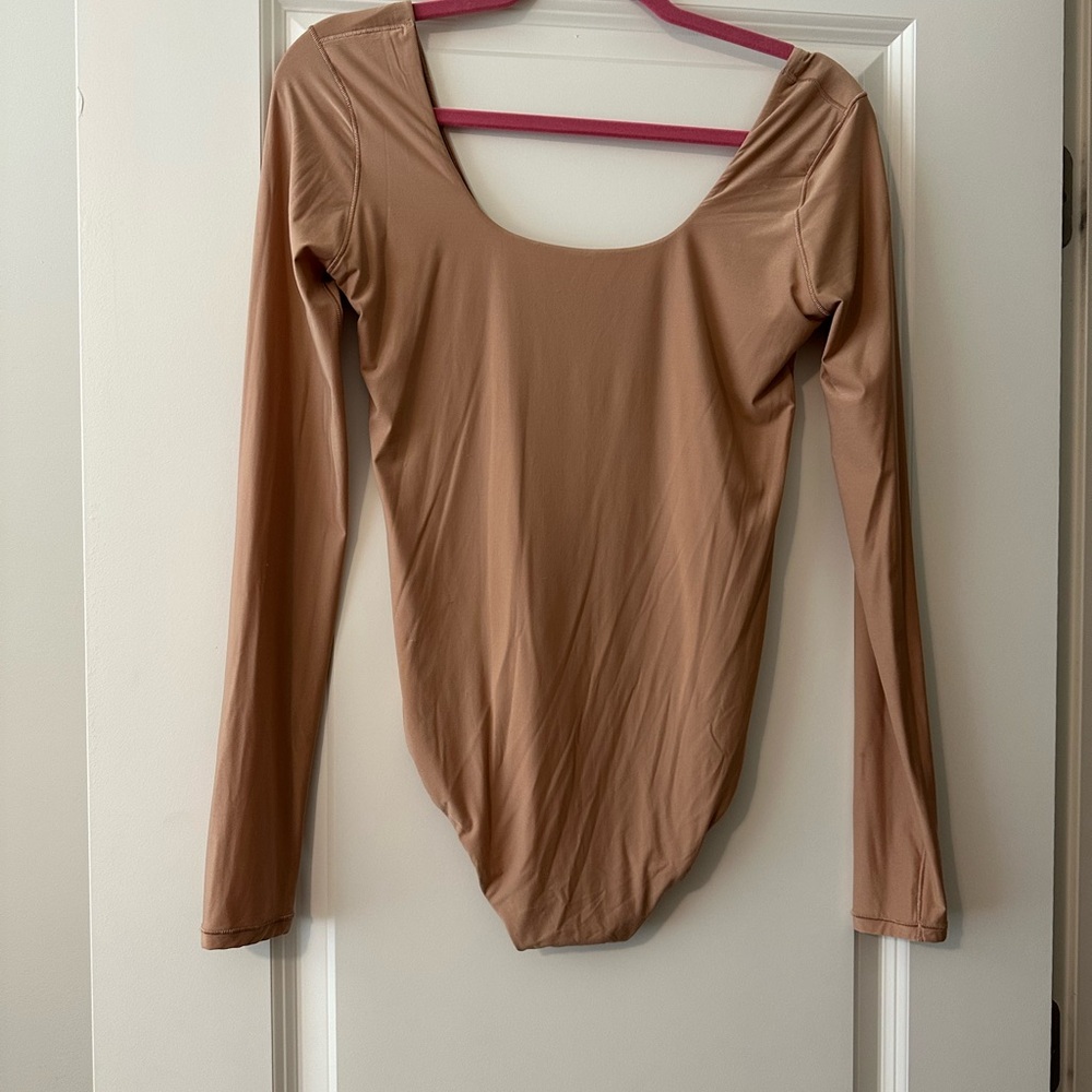 Women's Tan Long Sleeve Body Suit